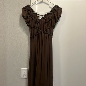 Max Studio Chocolate Brown Smocked Dress